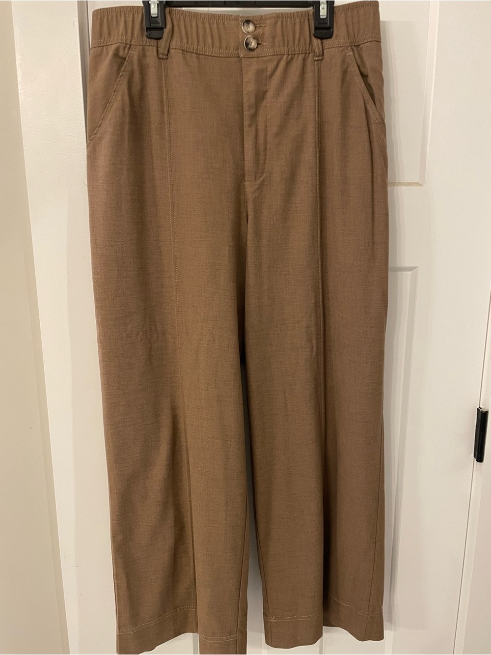 Democracy Brown Cropped Wide-Leg Trousers